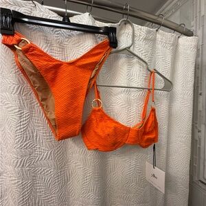 Orange Textured Bikini Set